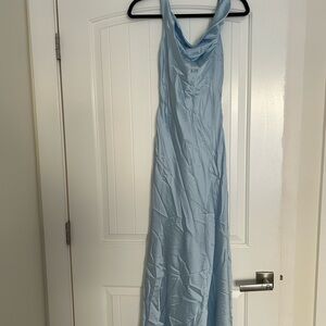 Elegant Light Blue Satin Gown